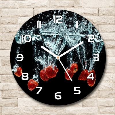 Round wall clock Strawberries under water