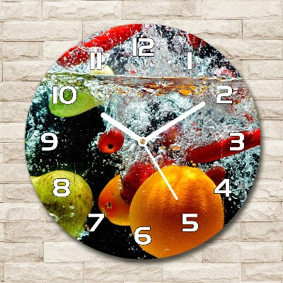 Round wall clock Fruit underwater