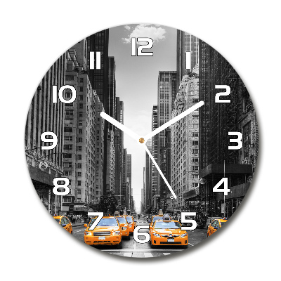 Round glass clock New York taxis