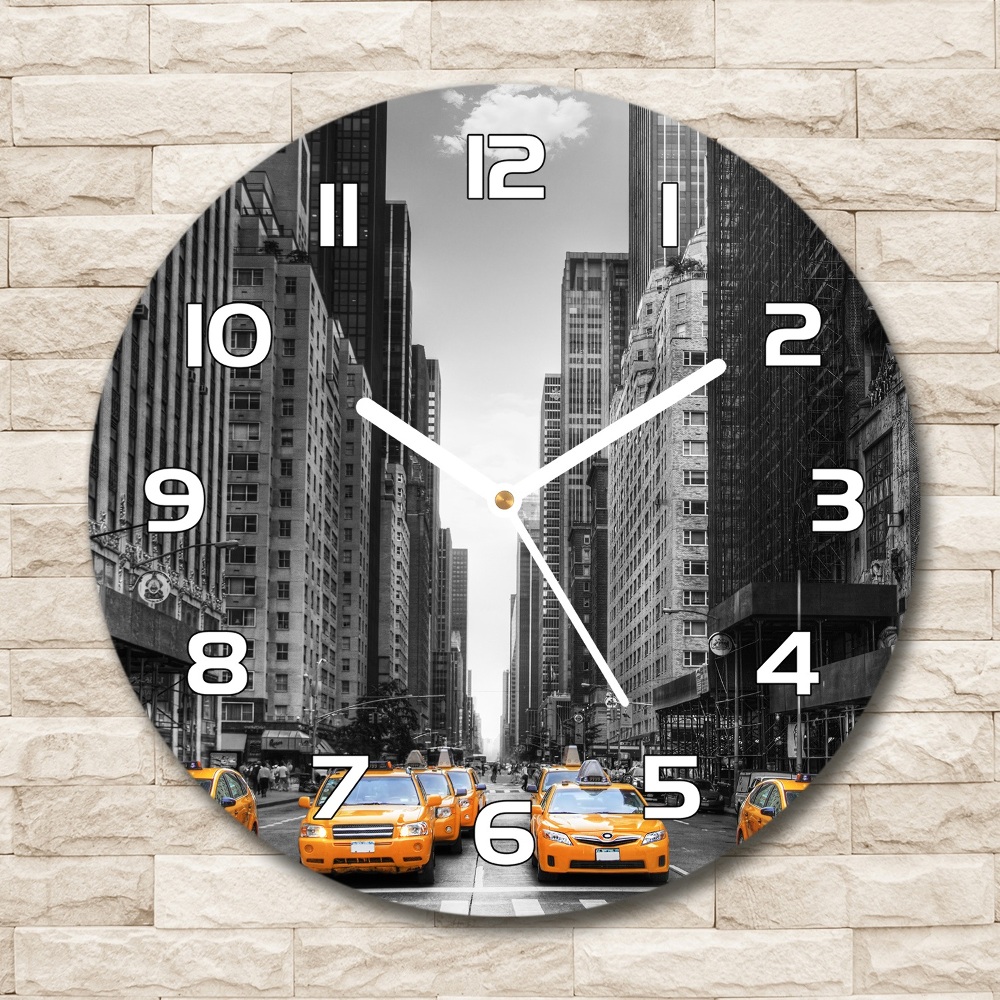 Round glass clock New York taxis