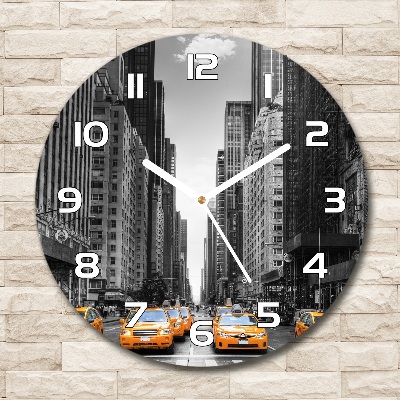 Round glass clock New York taxis