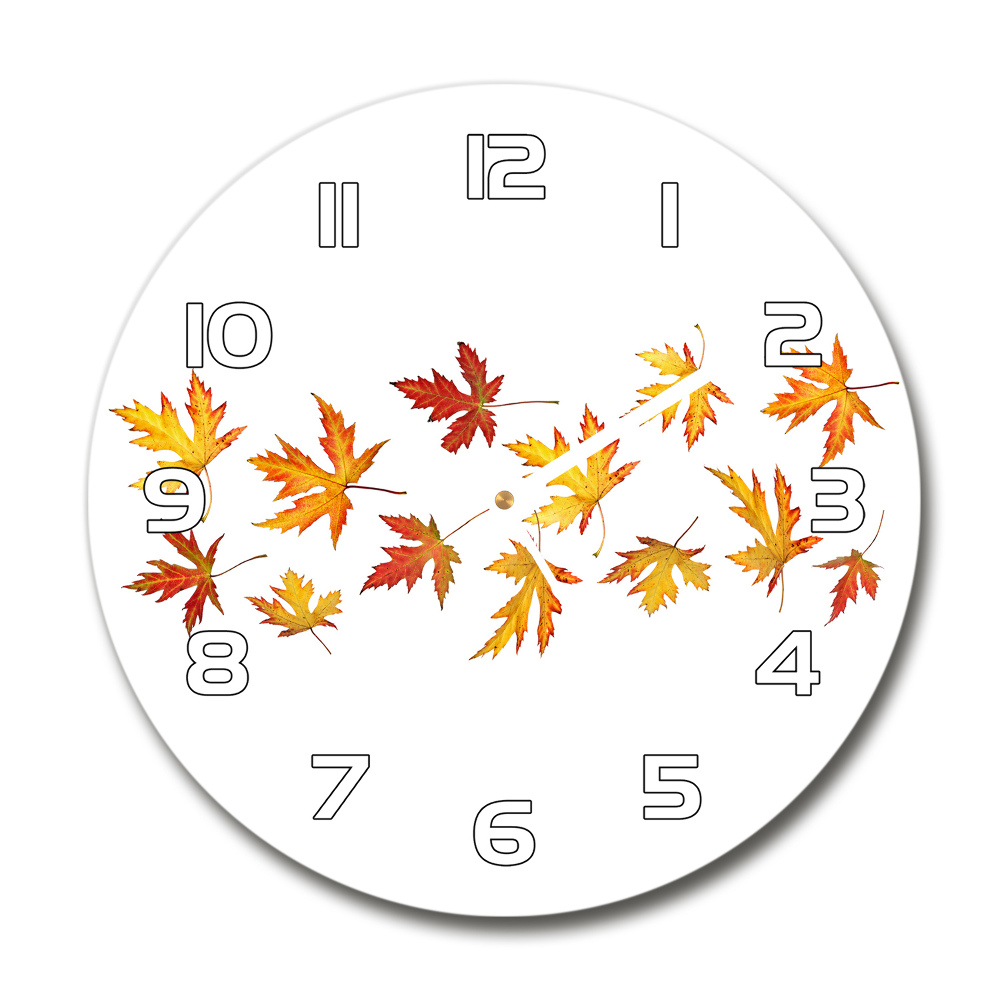 Round wall clock Autumn leaves