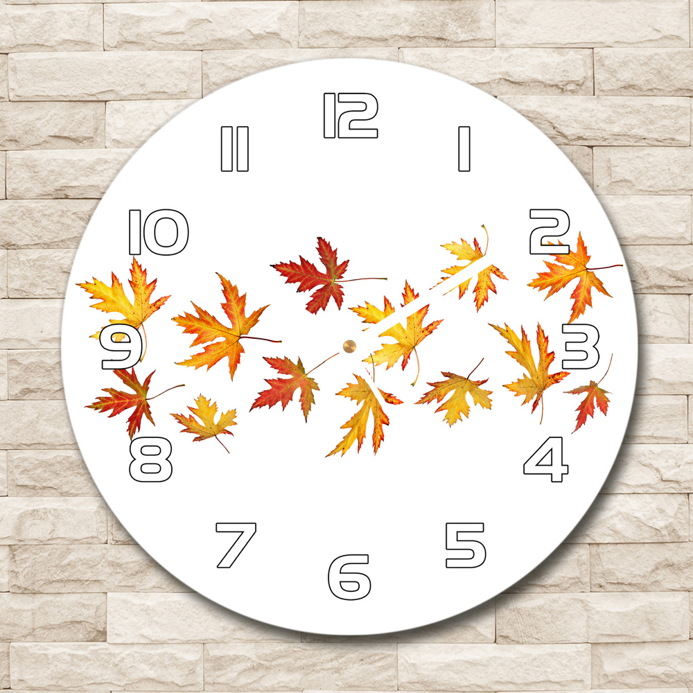 Round wall clock Autumn leaves