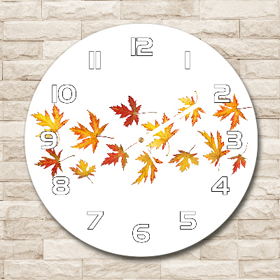 Round wall clock Autumn leaves