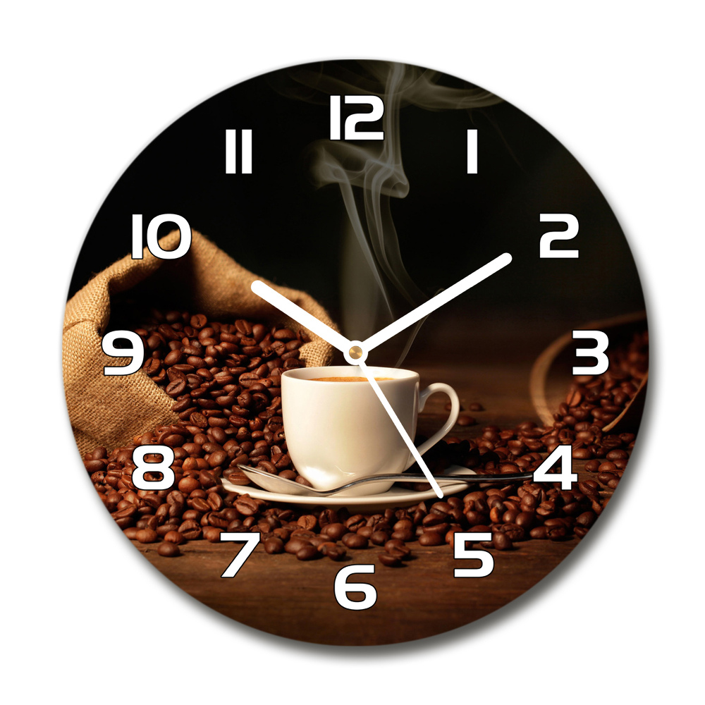 Round wall clock Coffee in a cup