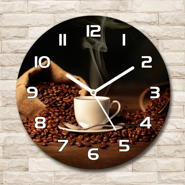 Round wall clock Coffee in a cup