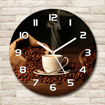 Round wall clock Coffee in a cup