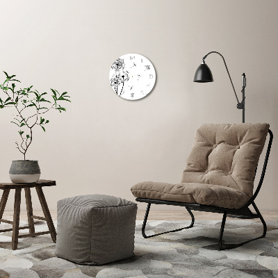 Round wall clock dandelions