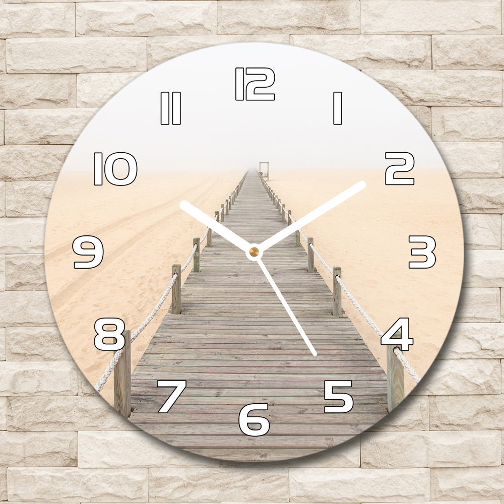 Round wall clock Path on the beach