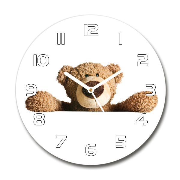 Round glass wall clock Teddy bear