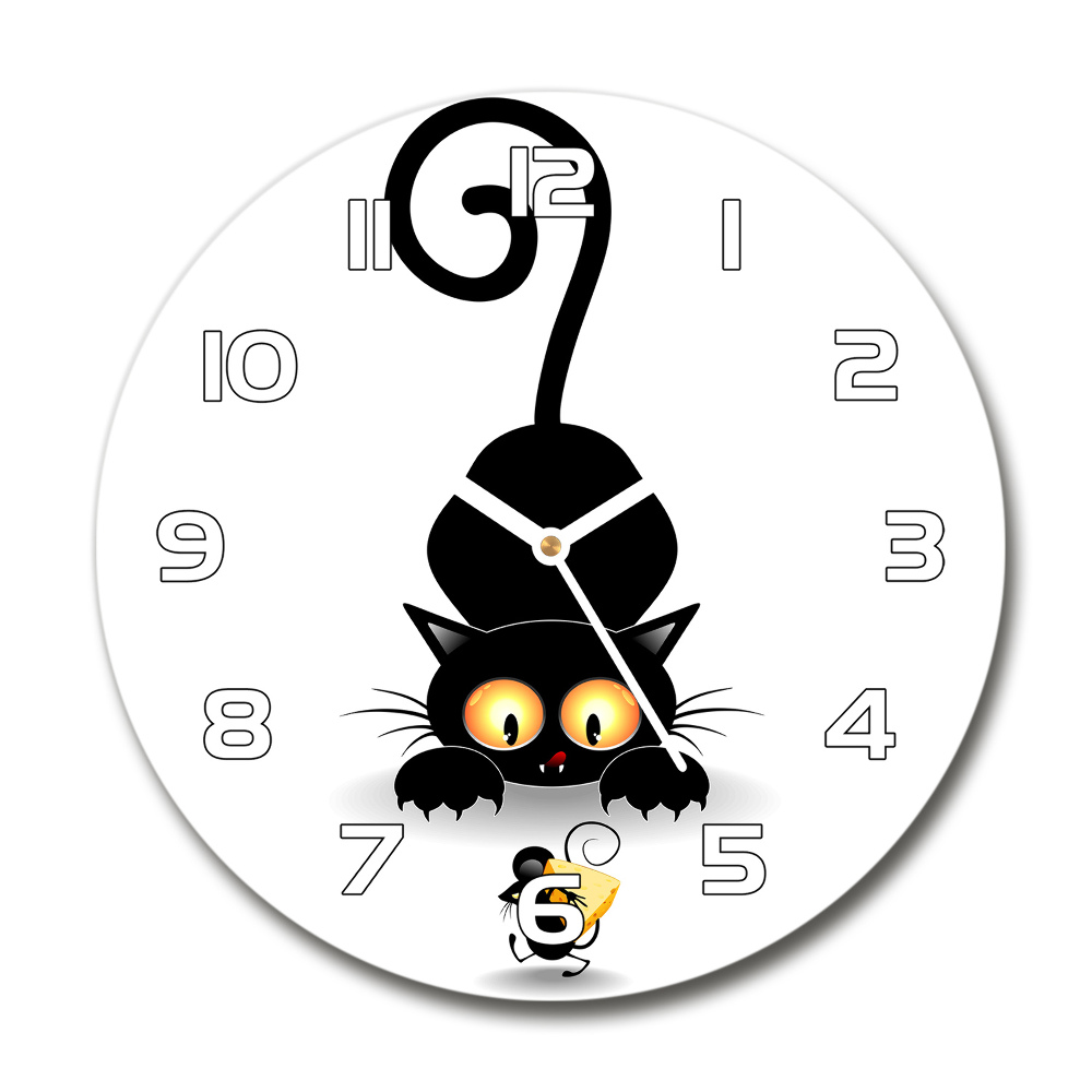 Round wall clock Cat and mouse