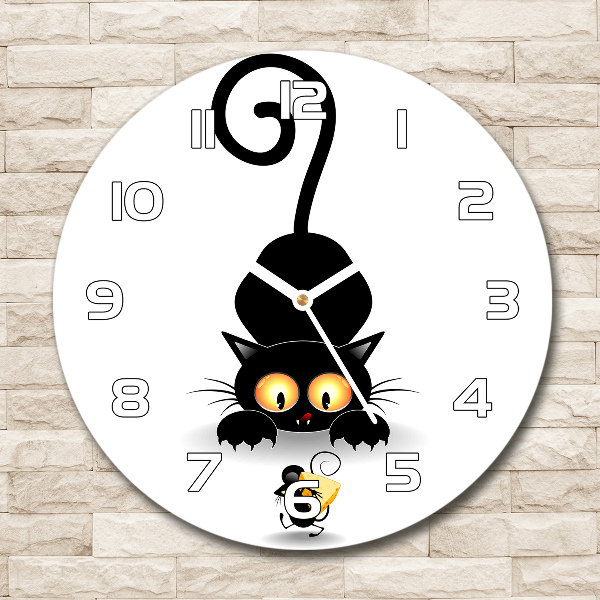 Round wall clock Cat and mouse