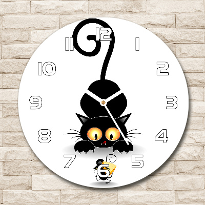 Round wall clock Cat and mouse