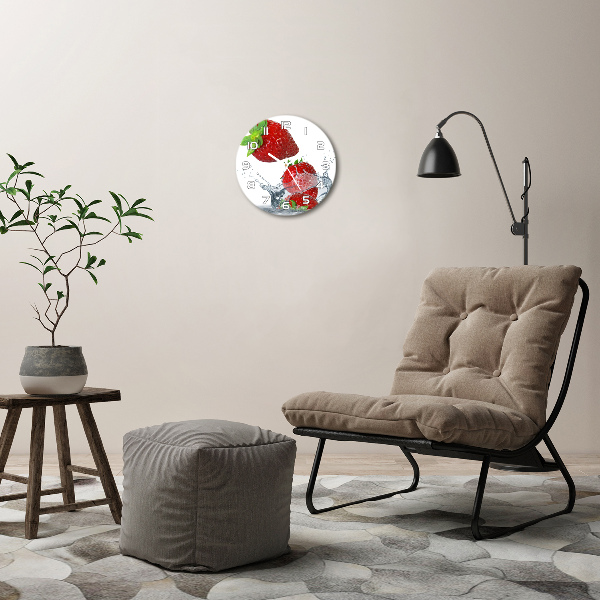 Round wall clock Strawberries and water