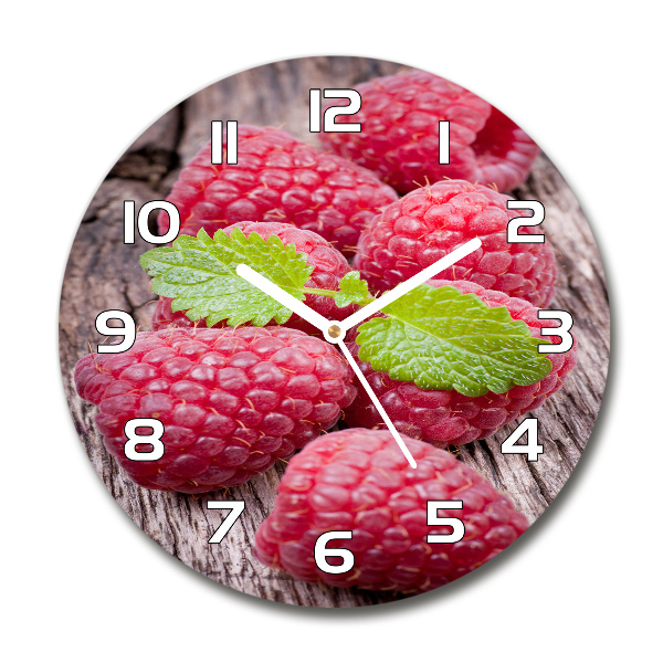 Round glass wall clock Raspberries