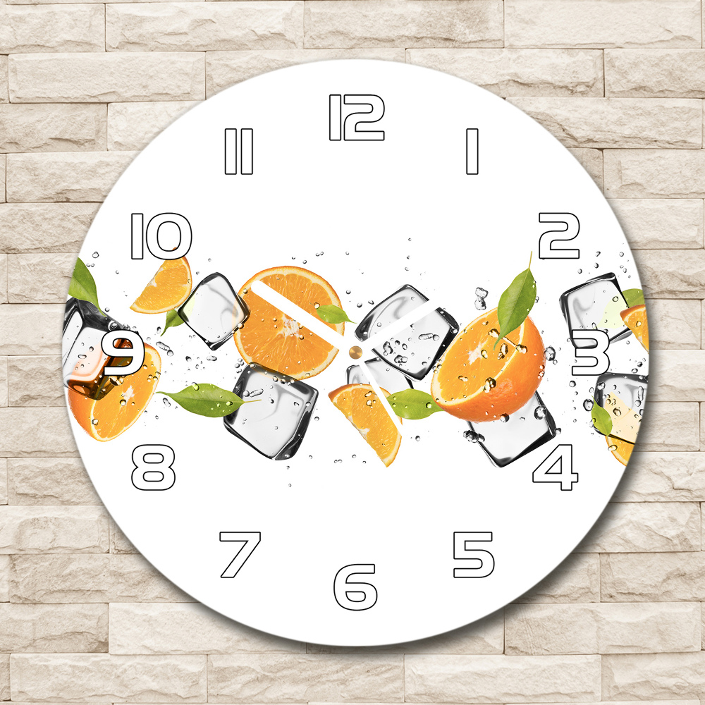 Round clock glass Ice oranges