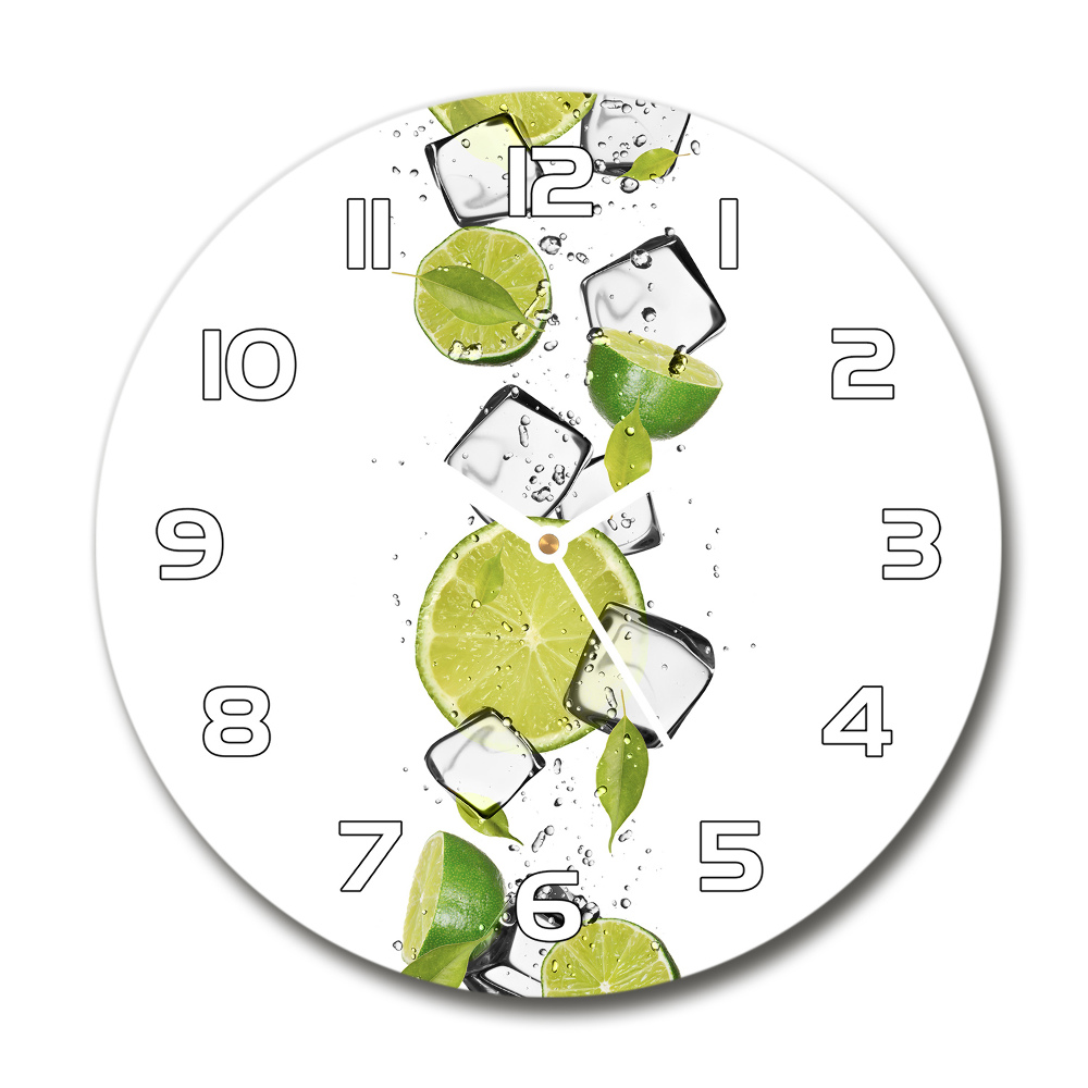 Round glass wall clock Ice lime