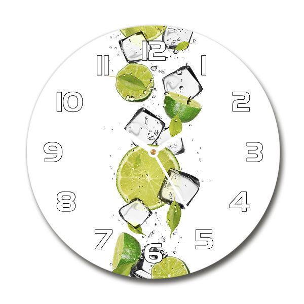 Round glass wall clock Ice lime