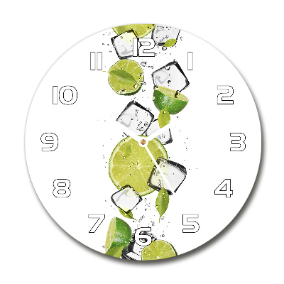 Round glass wall clock Ice lime