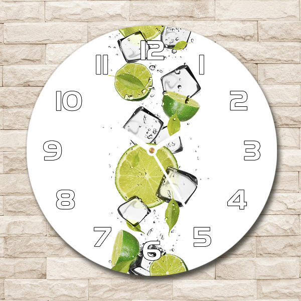 Round glass wall clock Ice lime