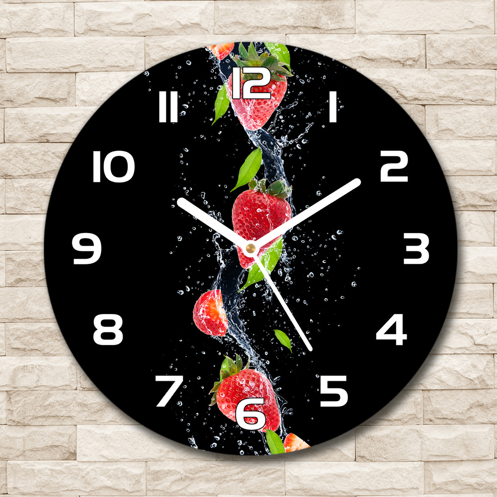 Round wall clock Strawberries and water