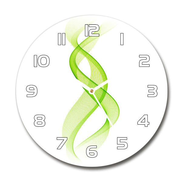 Round glass wall clock Colorful waves