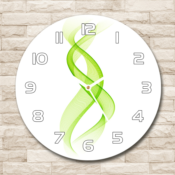 Round glass wall clock Colorful waves