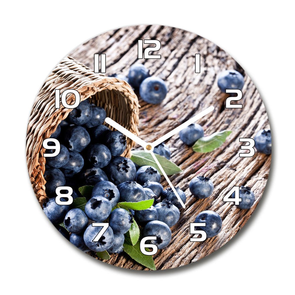 Round glass wall clock Berries in the basket