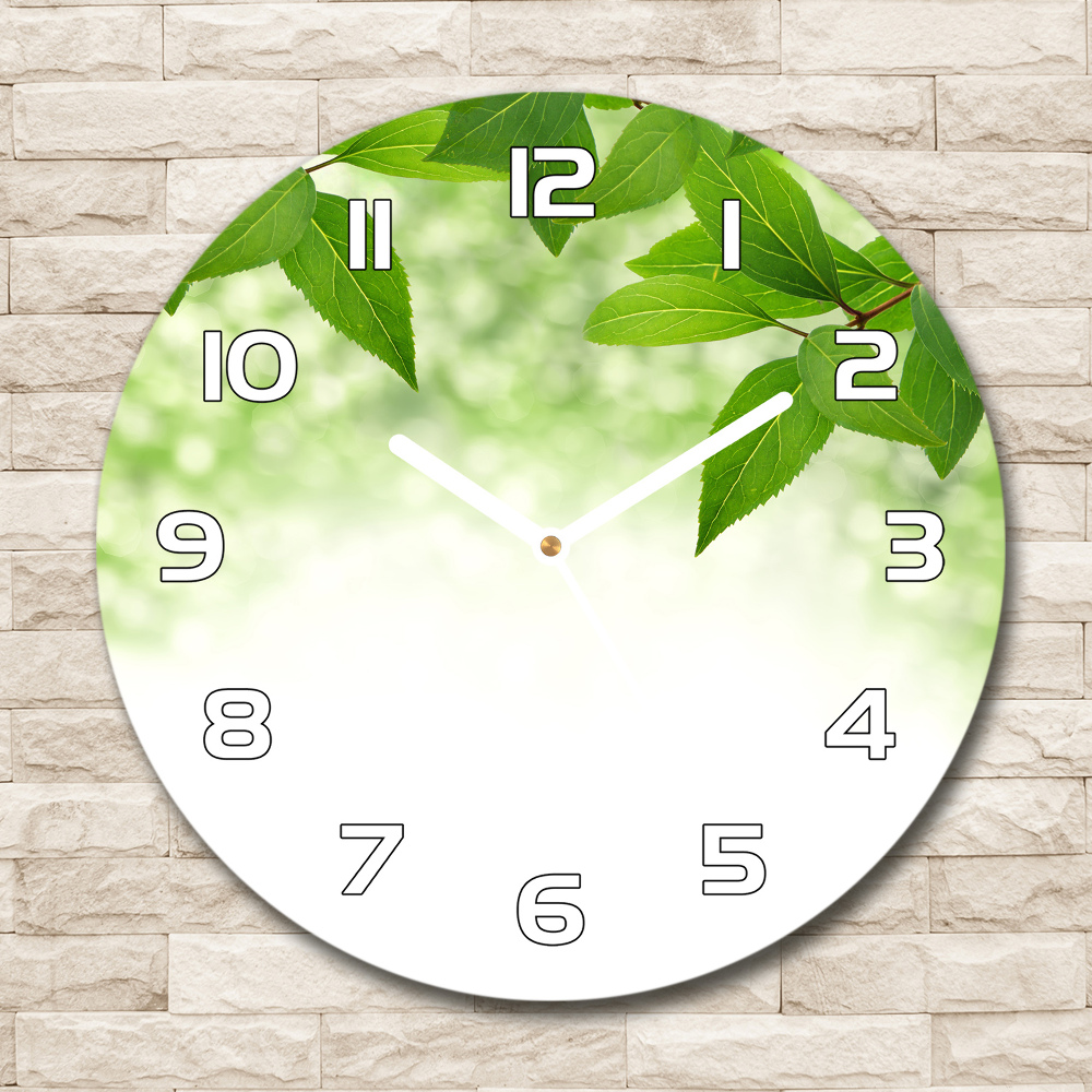 Round wall clock Green leaves