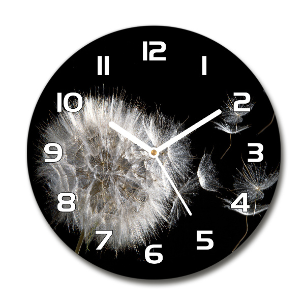 Round clock glass Dandelion