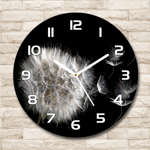 Round clock glass Dandelion