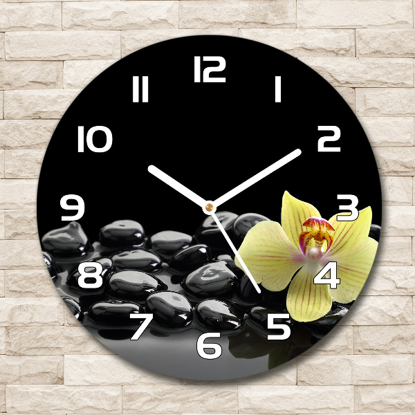 Round clock glass Orchid