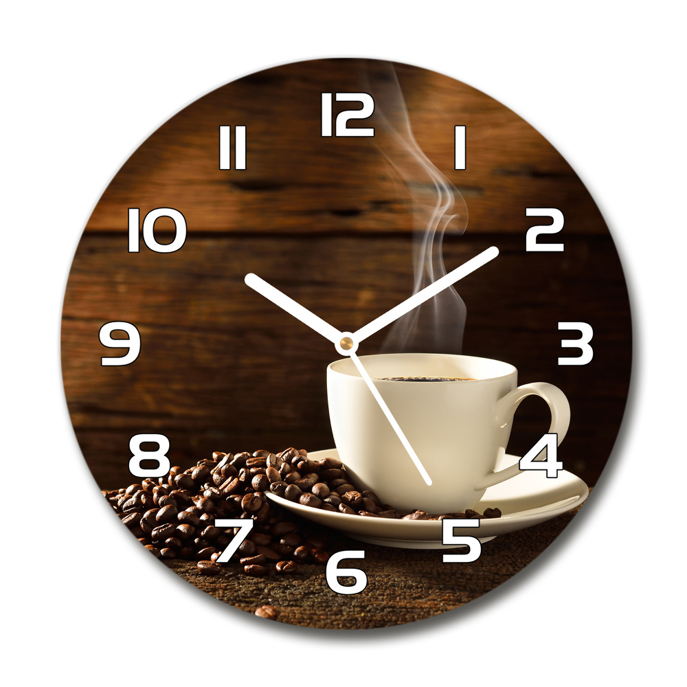 Round clock glass Cup of coffee