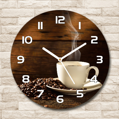 Round clock glass Cup of coffee