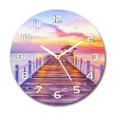 Round wall clock Wooden pier