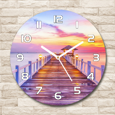 Round wall clock Wooden pier