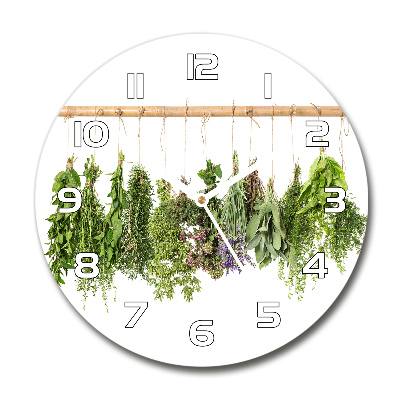 Round wall clock Herbs on a string