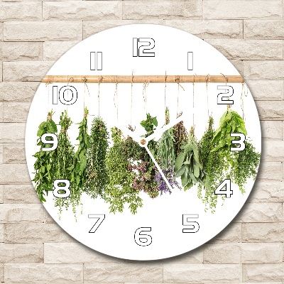 Round wall clock Herbs on a string