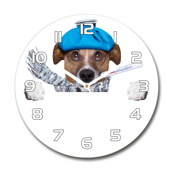 Round wall clock Sick dog