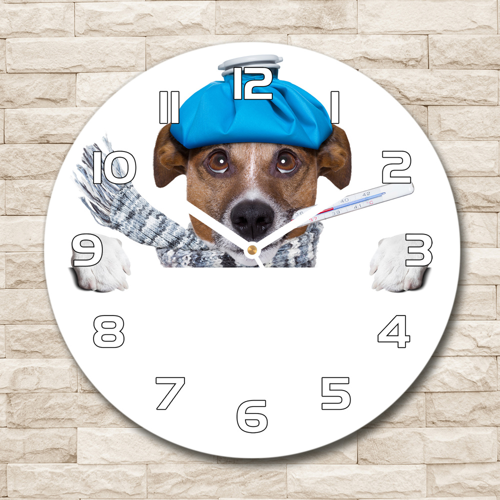 Round wall clock Sick dog