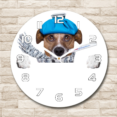 Round wall clock Sick dog