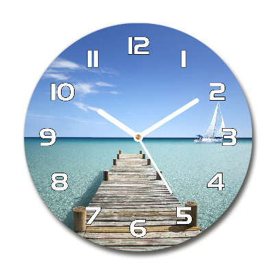 Round wall clock Wooden pier