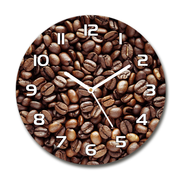 Round glass wall clock Coffee beans