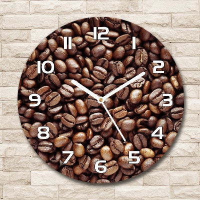 Round glass wall clock Coffee beans