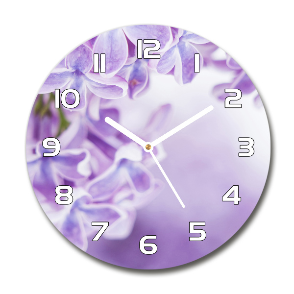 Round glass clock Lilac flowers