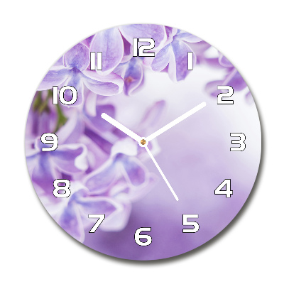 Round glass clock Lilac flowers