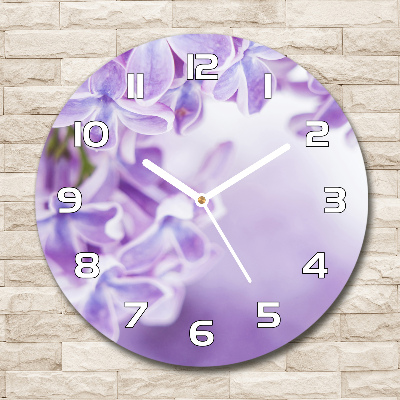 Round glass clock Lilac flowers