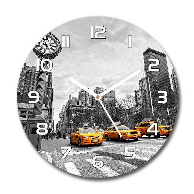 Round clock glass New York taxis