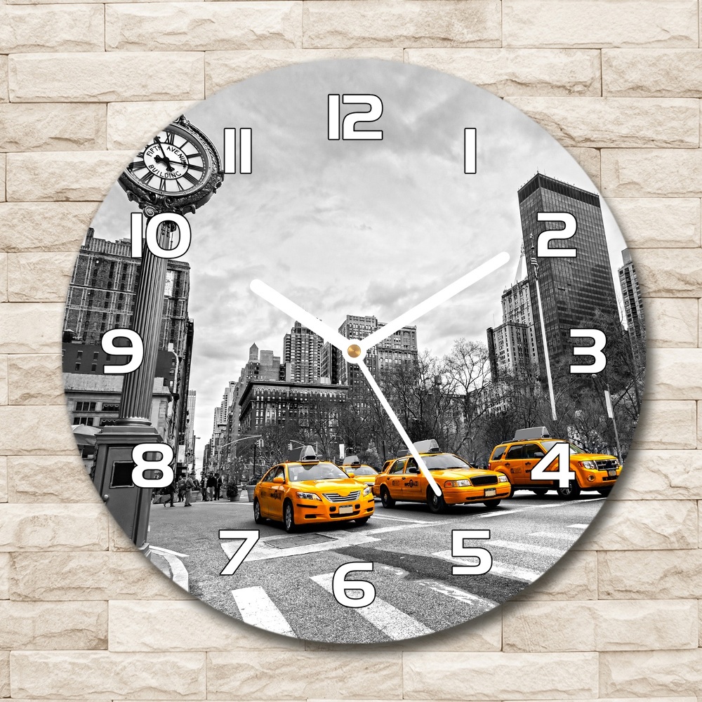 Round clock glass New York taxis