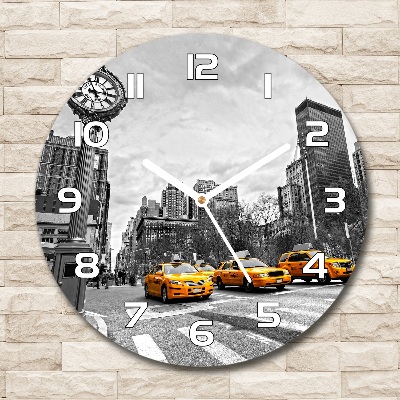 Round clock glass New York taxis